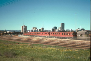 8.1989,Adelaide Red Hens and North car barn - 349 leading car