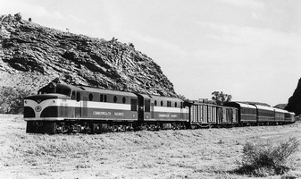 NSU hauled narrow gauge Ghan at Alice Springs, circa 1960s