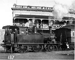 6.1938 - loco SAR P72 outside Colac Hotel - Port Adelaide - Ralph Skewes